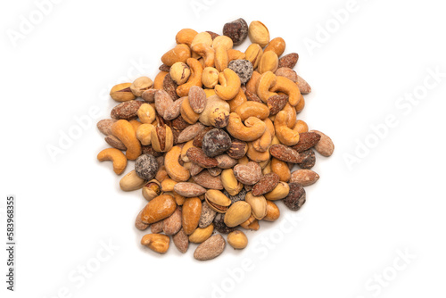  A group of almonds, pistachios, walnuts, macadamia, cashews.