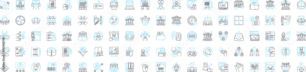 Enterprise vector line icons set. Corporation, Business, Industry, Work, Entity, Management, Commercial illustration outline concept symbols and signs