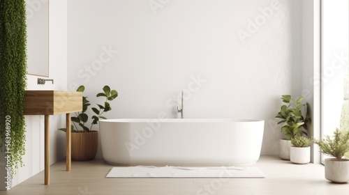 modern bathroom with bathtub, Generative AI