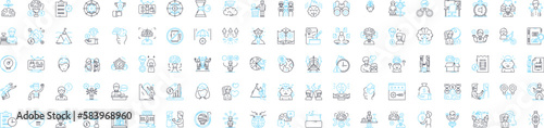 Business productivity vector line icons set. Strategy, Efficiency, Automation, Processes, Management, Excellence, Ergonomics illustration outline concept symbols and signs