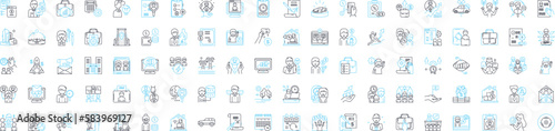 Job vector line icons set. Work, Employment, Profession, Occupation, Task, Employment, Career illustration outline concept symbols and signs
