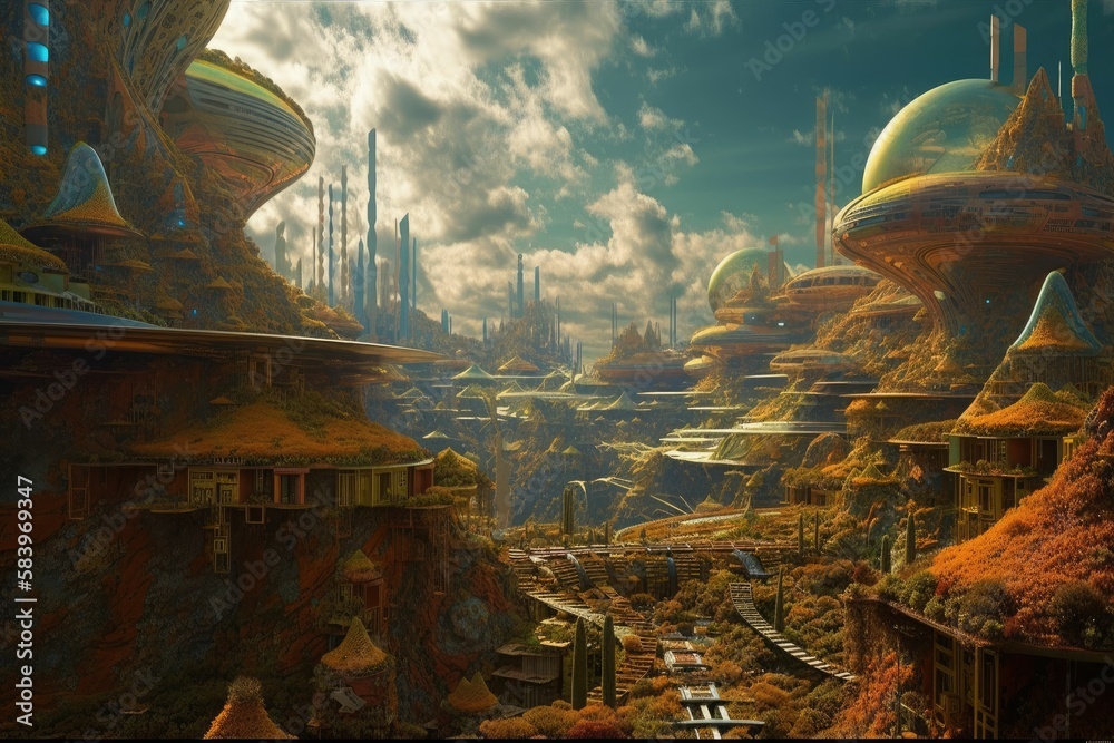 Fototapeta premium Alien Cities. Generative AI.