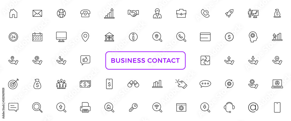 Business and Finance line icons set. Businessman outline icons collection. Money, investment, teamwork, meeting, partnership, meeting, work success