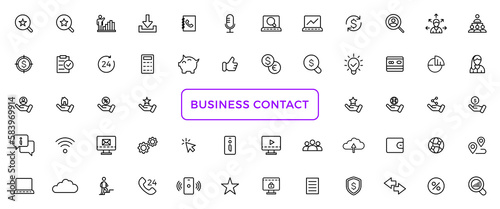 Business and Finance line icons set. Businessman outline icons collection. Money, investment, teamwork, meeting, partnership, meeting, work success