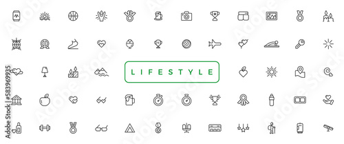  Lifestyle and Entertainment icons. Thin line icons collection