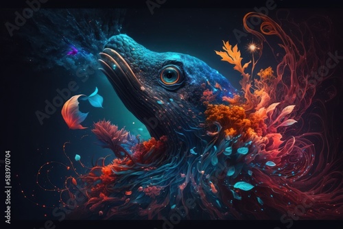 dolphin wallpaper colorful created with generative ai © Akshay