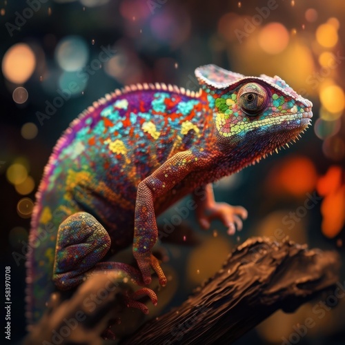 chameleon on a branch created with generative ai