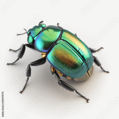 green beetle isolated on white background
