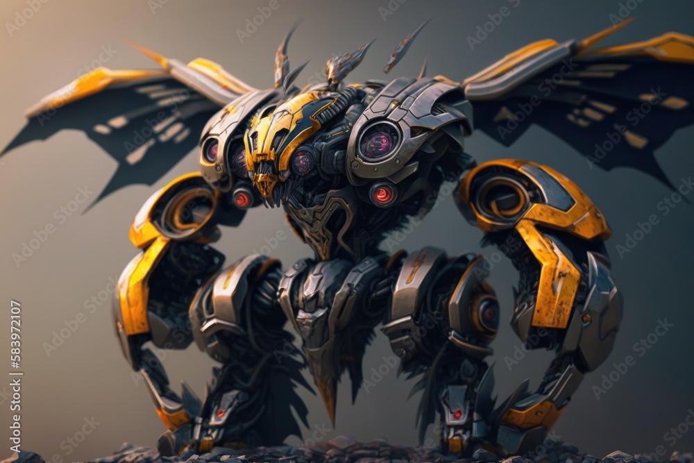 Fototapeta premium full body shot of an advanced technology robot, generative ai