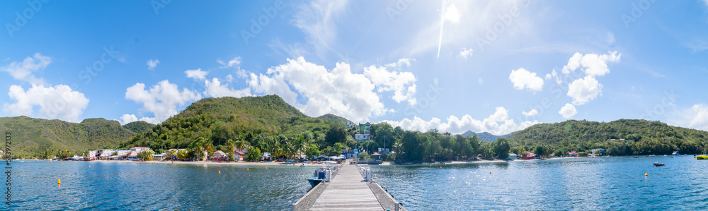 Panoramique de la plage de l' Anse à l'Ane à La Martinique, mer des Caraïbes, Antilles Françaises.