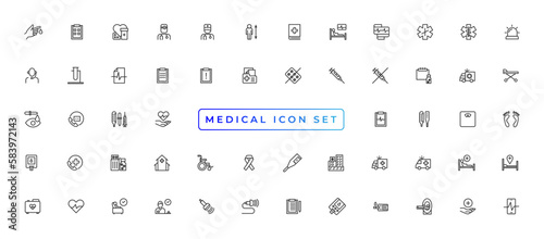 Medicine and Health symbols - minimal thin line web icon set. Outline icons collection. Simple vector illustration