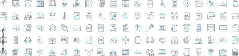 Tech startup vector line icons set. Tech, Startup, Technology, Innovation, Entrepreneur, Venture, Software illustration outline concept symbols and signs