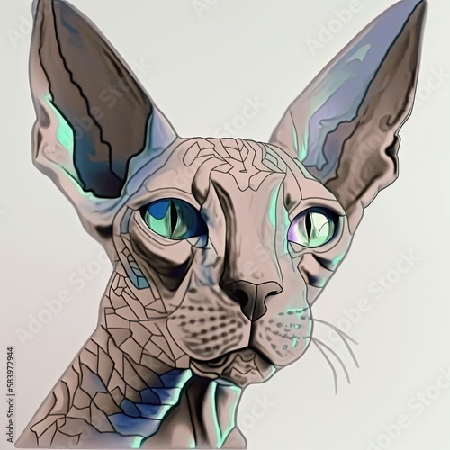 Old cat sphinx wisdom abstract image, Generative AI