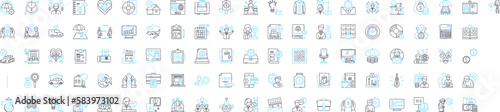 Commercial insurance vector line icons set. Business, Liability, Property, Fleet, Fire, Casualty, Accident illustration outline concept symbols and signs