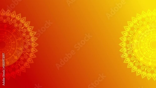 Cultural mandala and red and yellow background invitation photo