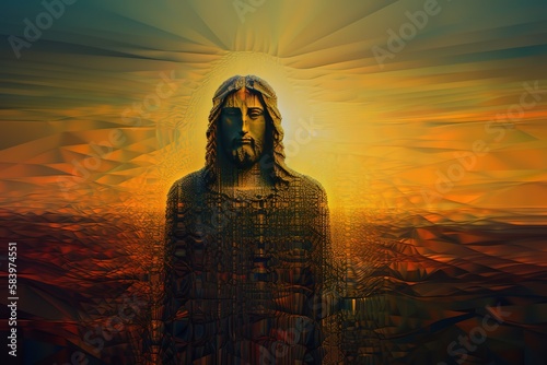 Resurrection of Jesus at Sunrise. Generative AI