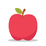 Apple, isolated fruit, vector illustrator of a red apple on a white background, flat drawing
