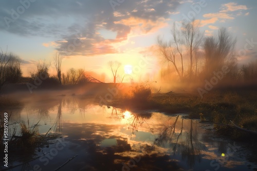 Obraz na plátně Easter Sunday Morning sunrise reflecting a prayerful moment
