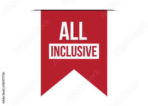 all inclusive red vector banner illustration isolated on white background