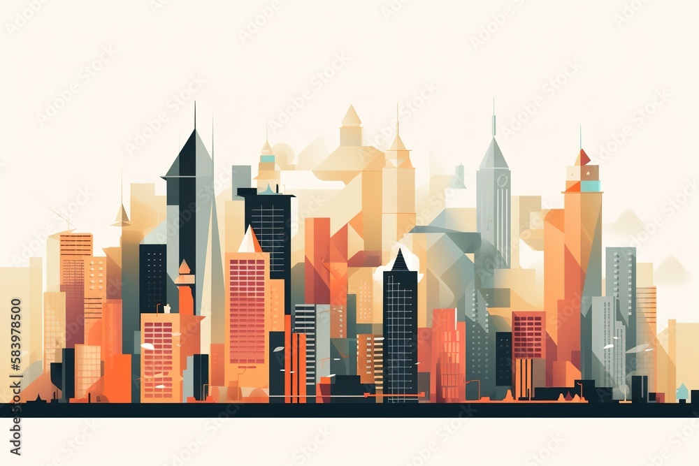 Fototapeta premium Minimalistic New York City Skyline Illustration 
