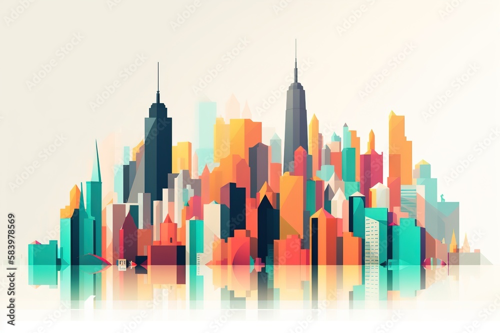 Obraz premium Minimalistic New York City Skyline Illustration 