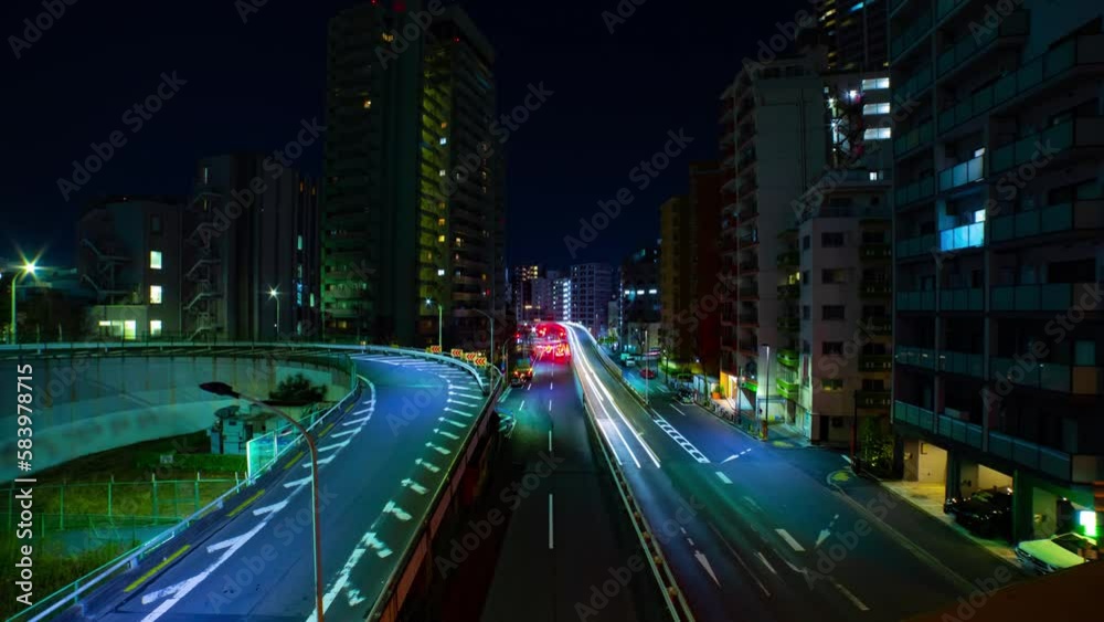 custom made wallpaper toronto digitalA night timelapse of traffic jam at Yamate avenue in Tokyo wide shot tilt
