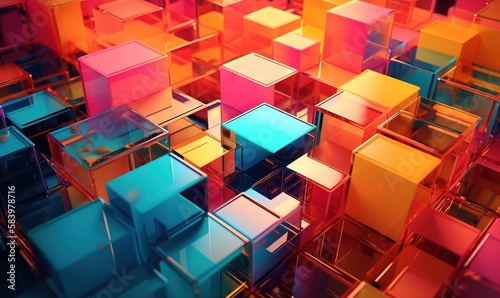  a group of cubes that are all different colors and sizes. generative ai