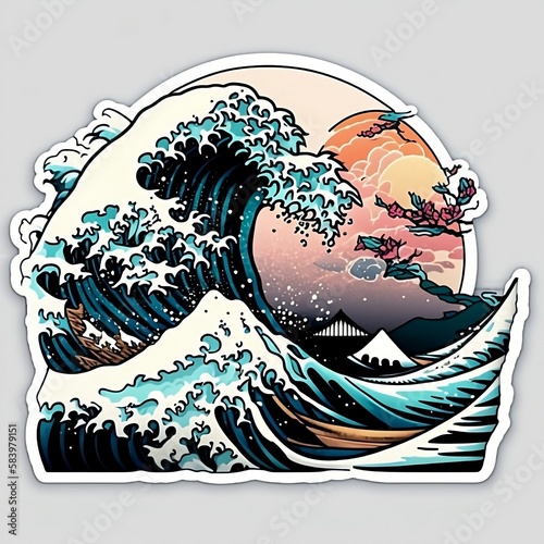 Fotografering The Great Wave off Kanagawa Sticker