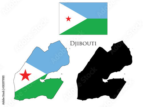 djibouti flag and map illustration vector  photo