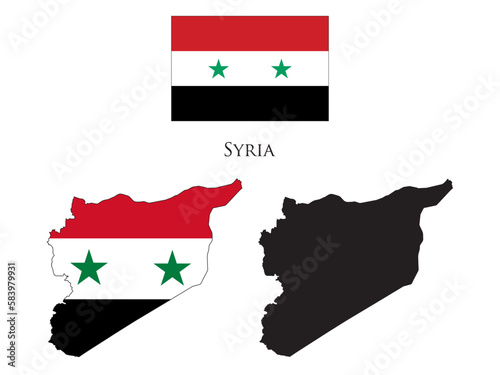 syria flag and map illustration vector  photo