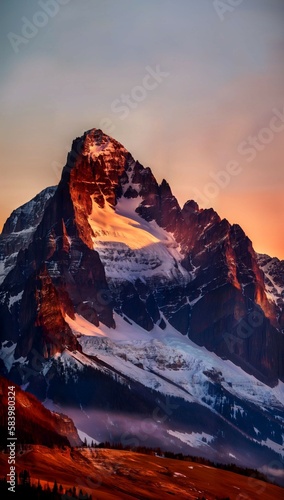 (4k) High quality portrait mountain landscape. Phone wallpaper/background AI