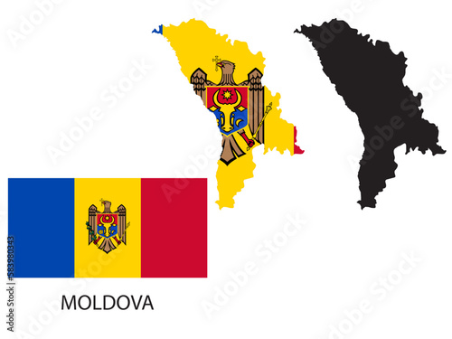moldova flag and map illustration vector 