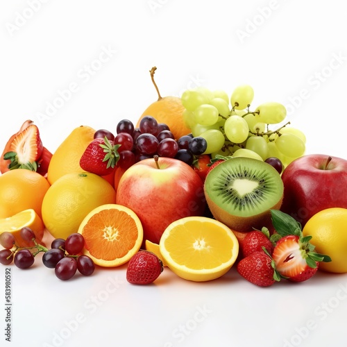 Fresh fruits for healthy and dieting, Various fresh fruits isolated on white background.