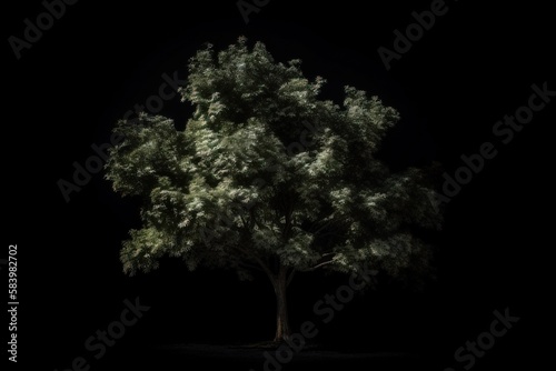  a large tree is shown in the dark with a black background.  generative ai