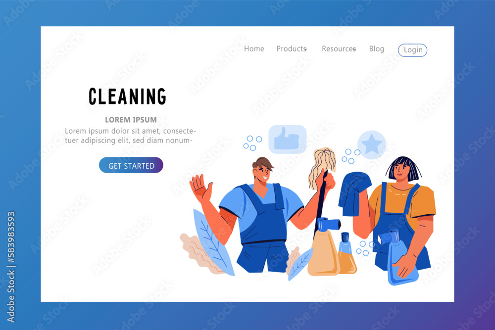 Cleaning service banner template for website and landing page, flat vector illustration. Cleaning service web banner template.