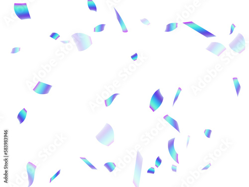Bright flying confetti scatter vector background. Blue  hologram elements birthday vector. Surprise burst party confetti. Prize event decoration illustration. Happy mood.