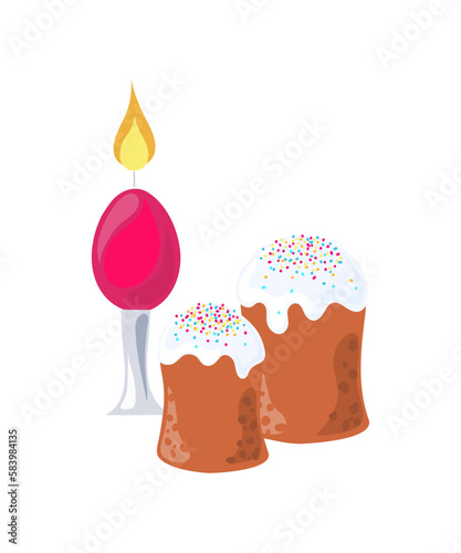 Still life with Easter candles and Easter cupcakes.