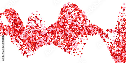 Papercut pink heart shapes explosion vector background. Wedding decorative elements. Poster
