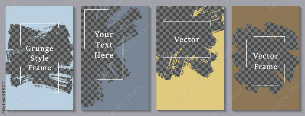 Brush stroke painted frame social media story post template set.