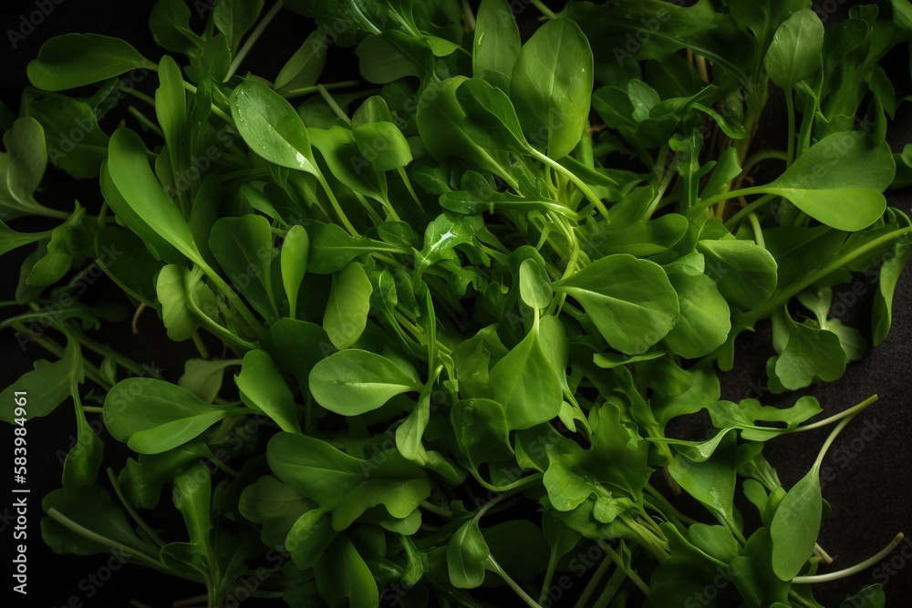  a bunch of green leaves laying on top of each other.  generative ai