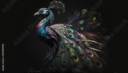 Peacock abstract wallpaper. Soft background with cute peafowl bird in Pastel colors generative ai