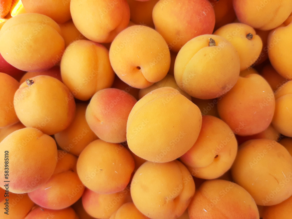 Ripe apricots fruit food background