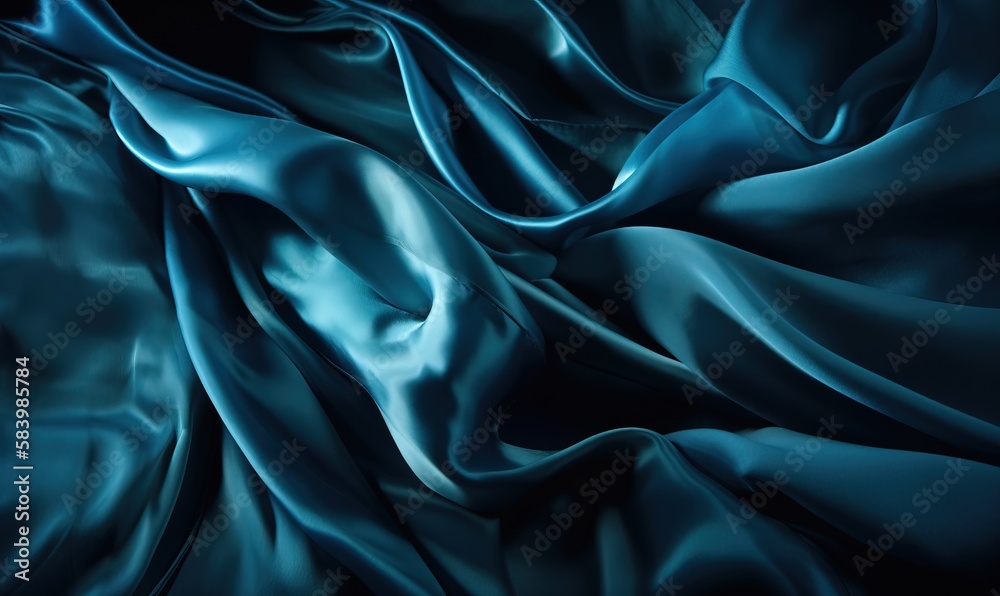  a blue silk fabric with a very large amount of folds.  generative ai