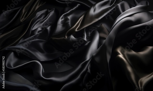  a close up of a black fabric with a black background. generative ai