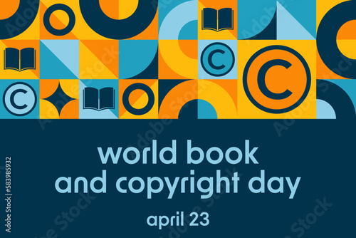 World Book and Copyright Day. April 23. Holiday concept. Template for background, banner, card, poster with text inscription. Vector EPS10 illustration.