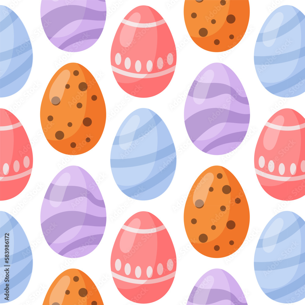Easter eggs pattern seamless for Easter holidays on white background. Vector Illustration cartoon style design for invitations, prints, wrapping paper. Easter eggs pattern seamless for Easter holidays on white background. Vector Illustration cartoon style design for invitations, prints, wrapping paper.
