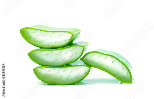 Aloe vera stacked isolated on white background, Aloe vera is a very useful medicinal herb for skin care and hair care. 