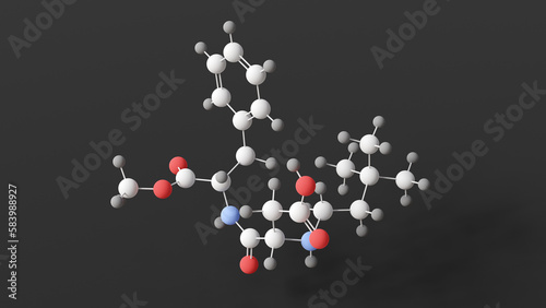 neotame molecule, molecular structure, e961, ball and stick 3d model, structural chemical formula with colored atoms photo