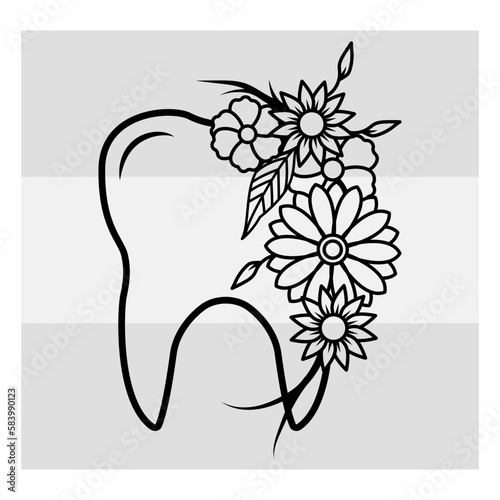 Floral And Tooth SVG, Tooth, Human Teeth, Dental Svg, Wisdom Teeth Svg, Tooth Decay Svg, Teeth Svg, Flower Svg, Teeth Silhouette, Dentist, Dental Hygienist, Healthy Teeth, Floral Svg, Teeth Outline, E