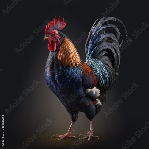 Fotografie, Obraz rooster isolated on black background